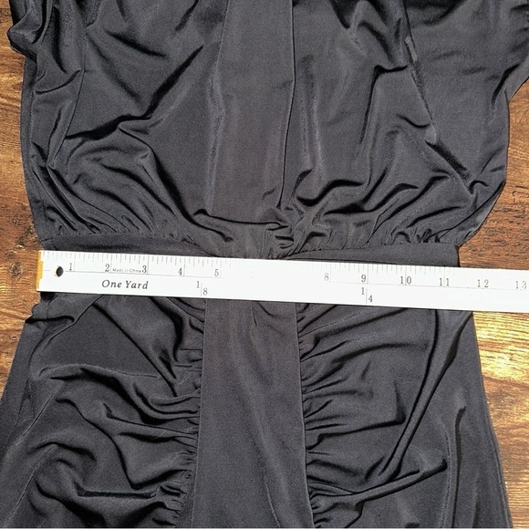 Revolve Lanston Dress Womens Small Black Ruched Mock Neck Front Slit Maxi - Picture 11 of 12